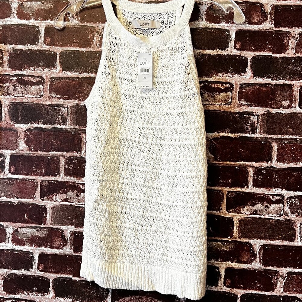 LOFT Cream Open Knit Halter Tank Top - NWT